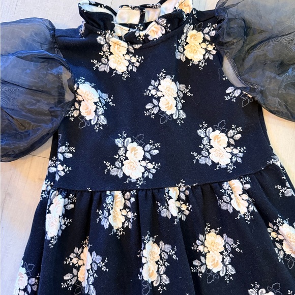 Janie and Jack Floral Puff Sleeve Kids Dress - Picture 2 of 9